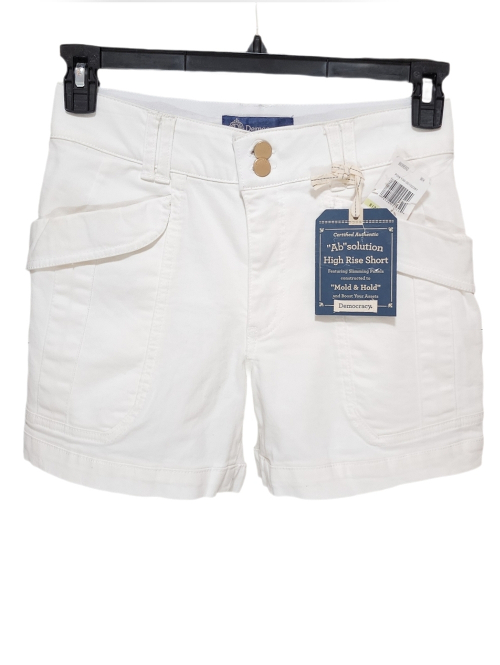 Democracy 4.5" Colored Utility Shorts Stretch High Rise Ab Solution White 4